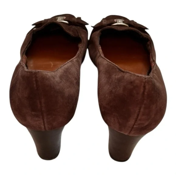 Vintage Etienne Aigner brown suede block heel pumps loafers - Picture 7 of 9